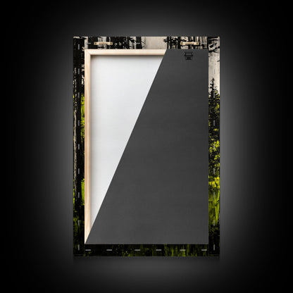 Forest Sunlight, serene nature painting, lush green forest, peaceful landscape wall art, calming home decor, framed canvas print, cabin art