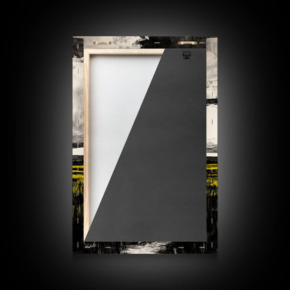 Field Pathway, dreamy landscape painting, country road art, scenic nature wall decor, calming yellow tones, framed canvas print, entryway