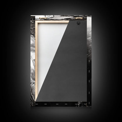 Abstract River, Nature Landscape, Modern Wall Art, Monochrome Print, Green Accents, Contemporary Art, Framed Canvas Print, Office Wall Decor