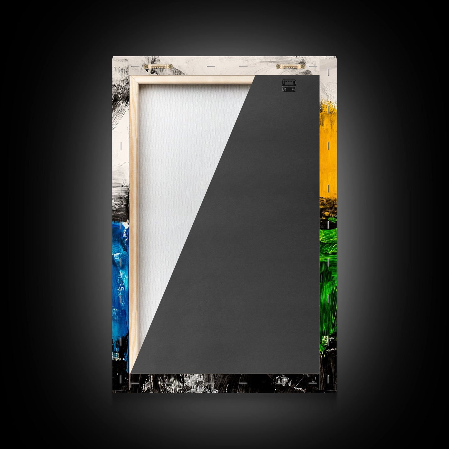 Abstract Landscape, Blue and Yellow Modern Painting, Minimalist Nature Art, Framed Canvas Print, Living Room or Office Wall Decor