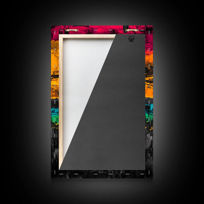 Desert Cactus, Vibrant Sunset Southwest Painting, Bold Desert Art, Framed Canvas Print, Western Home or Office Wall Decor