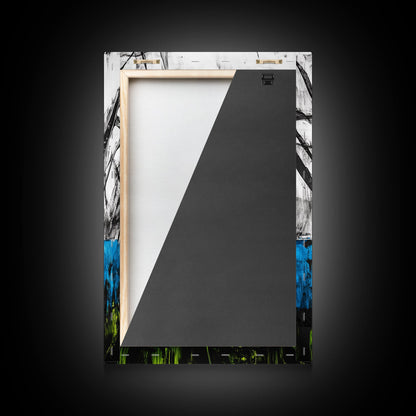 Abstract Grass, Blue and Green Art, Nature Inspired Wall Art, Minimalist Decor, Textured Canvas Print, Living Room Wall Art