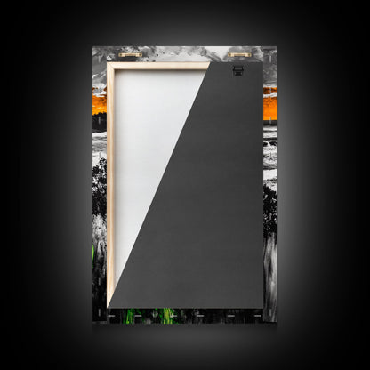 Sunset Ocean, Coastal Wall Art, Black White Seascape, Framed Canvas Print, Beach House Decor, Dramatic Sky, Nautical Artwork