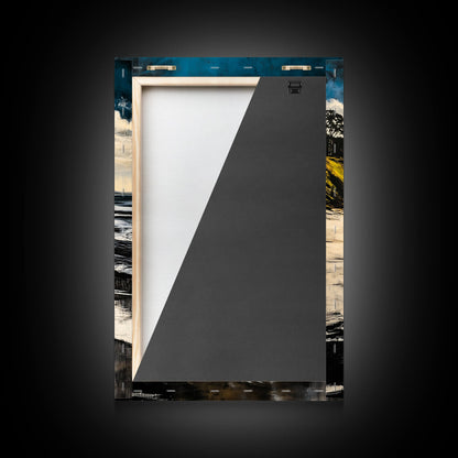 Sunset Beach, Cliffside View, Ocean Landscape, Nature Wall Art, Framed Canvas Print, Coastal Home Decor, Golden Hour, Serene Scene