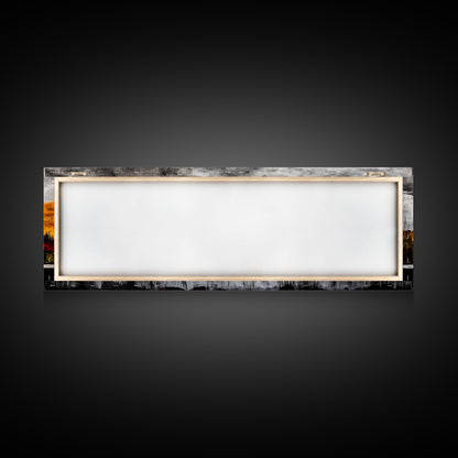 Sunset Landscape, Autumn Trees, Nature Art, Framed Canvas Print, Mountain Scene, Moody Sky, Living Room Wall Art, Dramatic Fall Decor