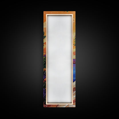 Sunset Tree, Wildflowers Desert, Canvas Print, Autumn sunset art, southwestern nature decor, boho fall home accent, canyon wall painting