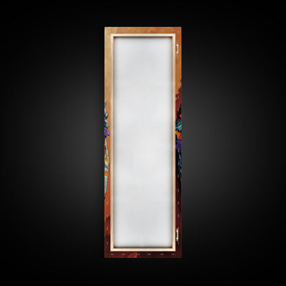 Autumn, Floral, Wreath, Decor, Framed Canvas Print, Fall boho wall art, rustic kitchen decor, entryway farmhouse painting, cozy orange tones