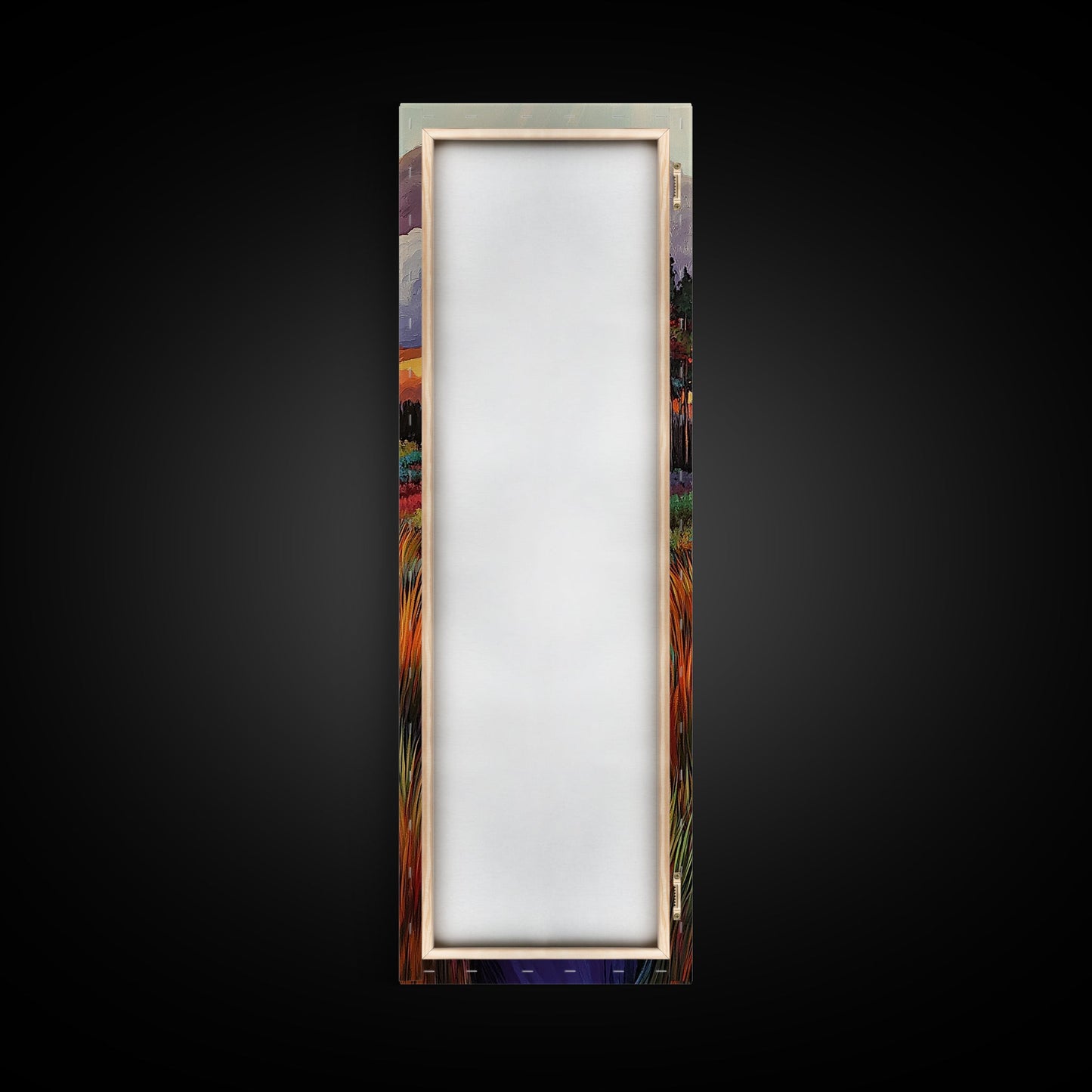 Autumn, River, Sunset, Painting, Framed Canvas Print of colorful river marsh landscape, Fall wall decor, rustic living room boho art