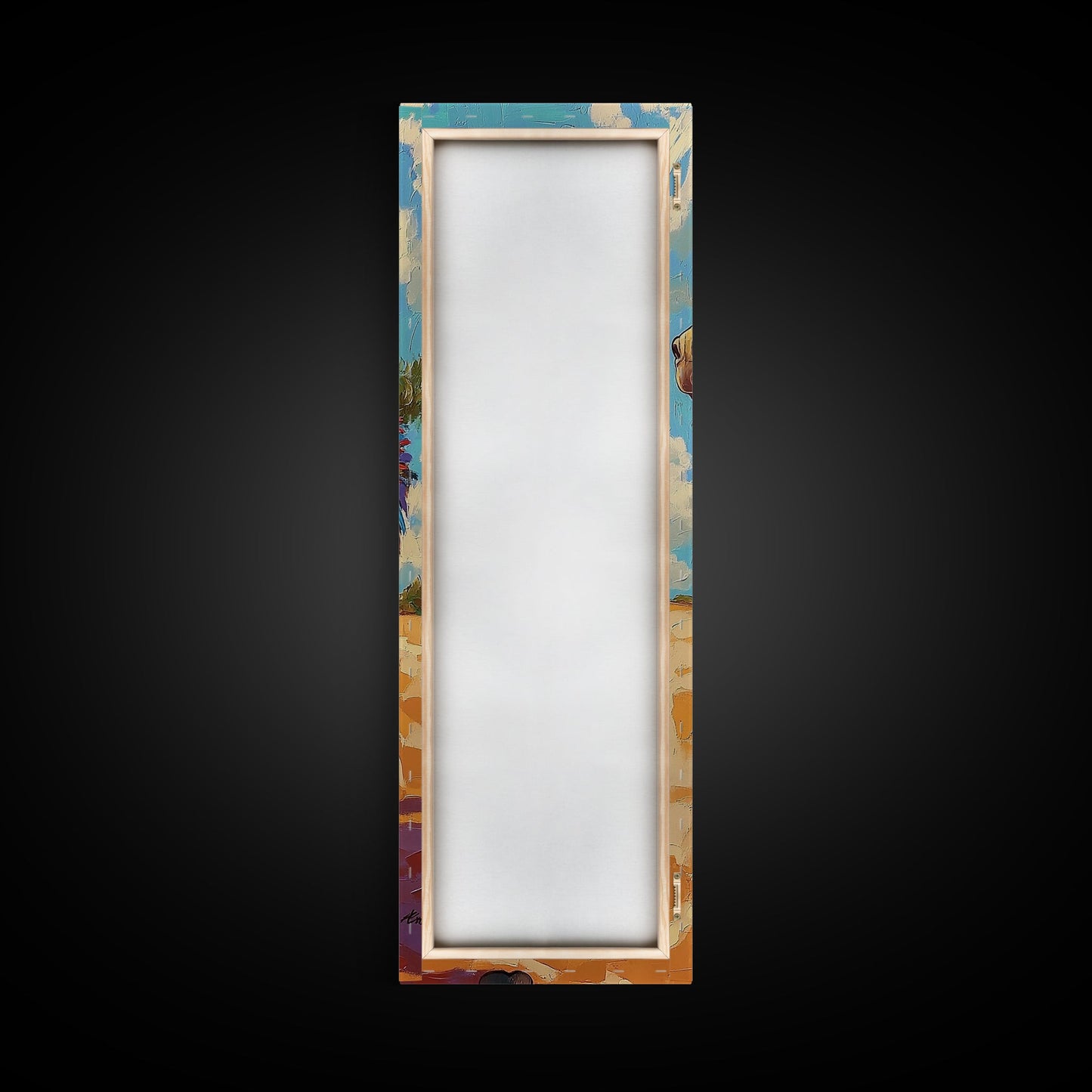 Donkey, Fiesta, Colorful, Fun, Framed Canvas Print with southwestern folk art, playful animal design, boho kids room, kitchen decor