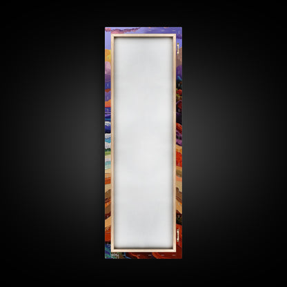 Sunset Coast, Stream Meets Ocean, Abstract Nature, Framed Canvas Print, Fall Wall Art, Colorful Beach Living Room Decor