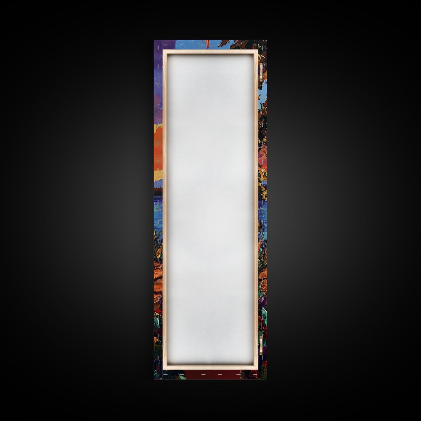 Campfire Flames, Sunset Lake – Rustic Firepit Wall Art, Cozy Cabin Vibes, Autumn Nature Scene, Framed Canvas Print, Lodge Decor