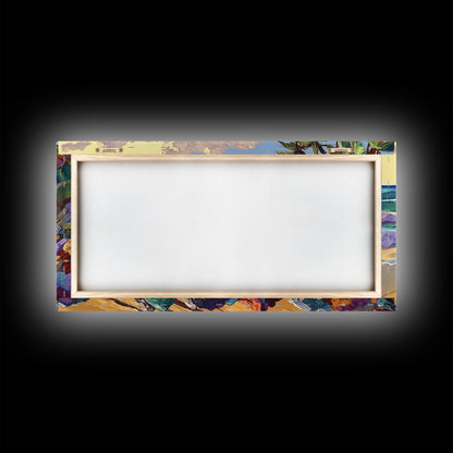 Küstenwagen, tropischer Strand, Meeresküste, gerahmter Leinwanddruck, rustikale Wandkunst, Wohnzimmerdeko im Küstenstil, Gemälde mit Sommerflair