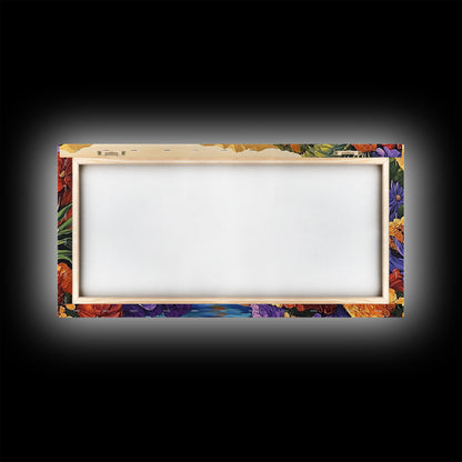 Canyon Waterfall, Desert Bloom, Sunset Rocks, Framed Canvas Print, Nature Landscape Wall Art, Boho Bedroom or Office Decor