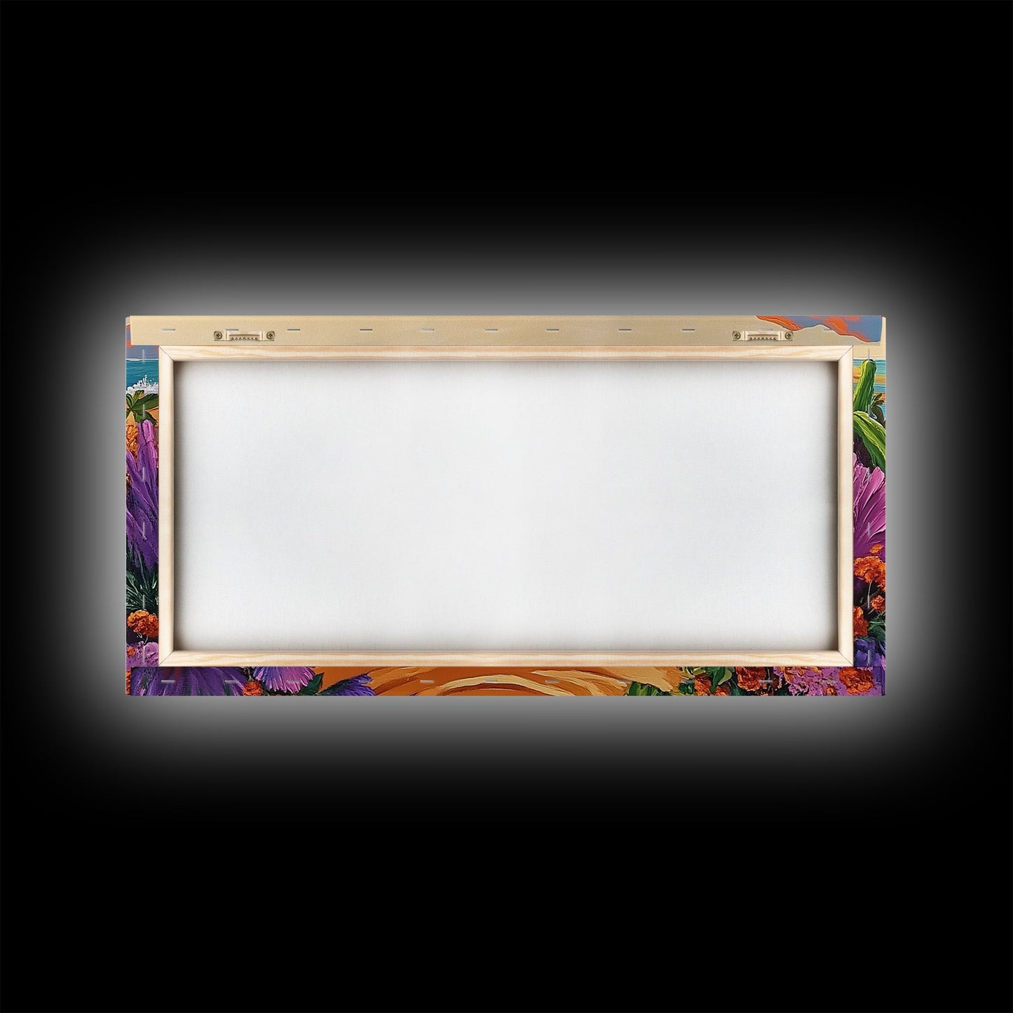 Beach Floral, Sunset, Cactus, Vibrant Desert Coastal Pathway Canvas Print, Entryway Wall Art, Boho Style Art, Tropical Beach Wall Decor