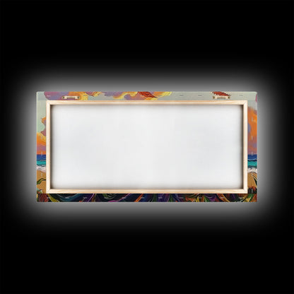 Coastal Sunset, Grasses, Canvas Print, Autumn Beach Landscape Art, Boho Living Room Wall Decor, Colorful Nature Painting