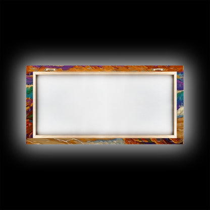 Seagull, Beach, Ocean Waves, Vibrant Sky, Framed Canvas Print, Coastal Wildlife Art, Living Room Wall Decor, Bird Painting, Boho Nature