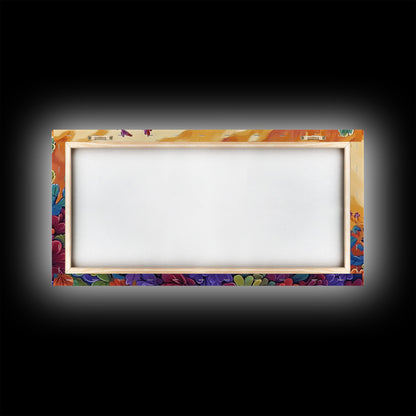 Succulent, Desert, Bloom, Sunset, Framed Canvas Print, Cactus boho art, colorful desert wall decor, Southwestern kitchen wall art