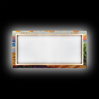 Beach, Sunset, Grasses, Coastal, Canvas Print, Tropical coastal wall art, desert beach boho art, modern bathroom art, hallway decor