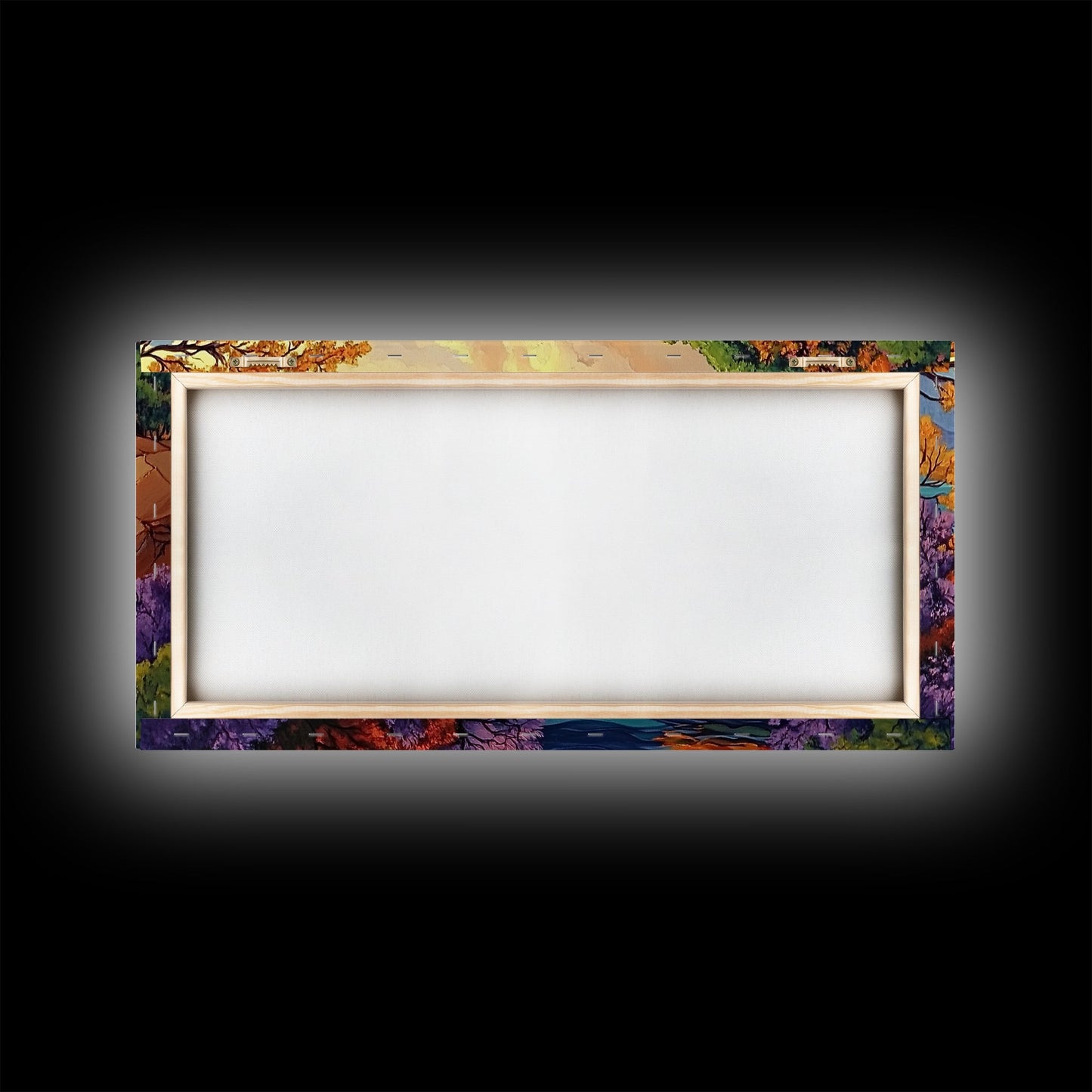 Mountain Lake, Trees, Reflection, Canvas Print with vivid autumn landscape painting, living room wall art, boho nature decor