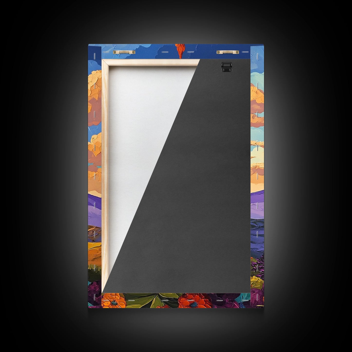 Cactus Bloom, Sunset, Desert, Canvas Print southwest desert flower art, blooming cactus painting, bright desert landscape, office decor