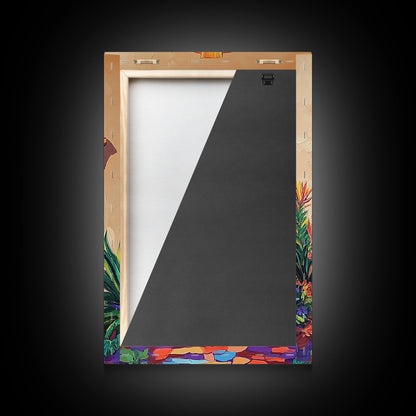 Doorway Ocean, View, Escape, Framed Canvas Print, Mediterranean coastal decor, boho travel wall art, vibrant entryway art, hallway decor