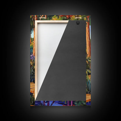 Forest Creek, Autumn, Framed Canvas Print, Tranquil Fall Landscape Wall Art, Vibrant Nature Decor, Woodland Boho Style, Bedroom Wall Art