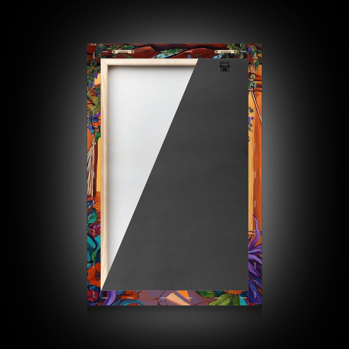 Hammock Patio, Relax, Lake, Framed Canvas Print, bohemian outdoor decor, tropical vacation art, summer patio vibe, living room wall art