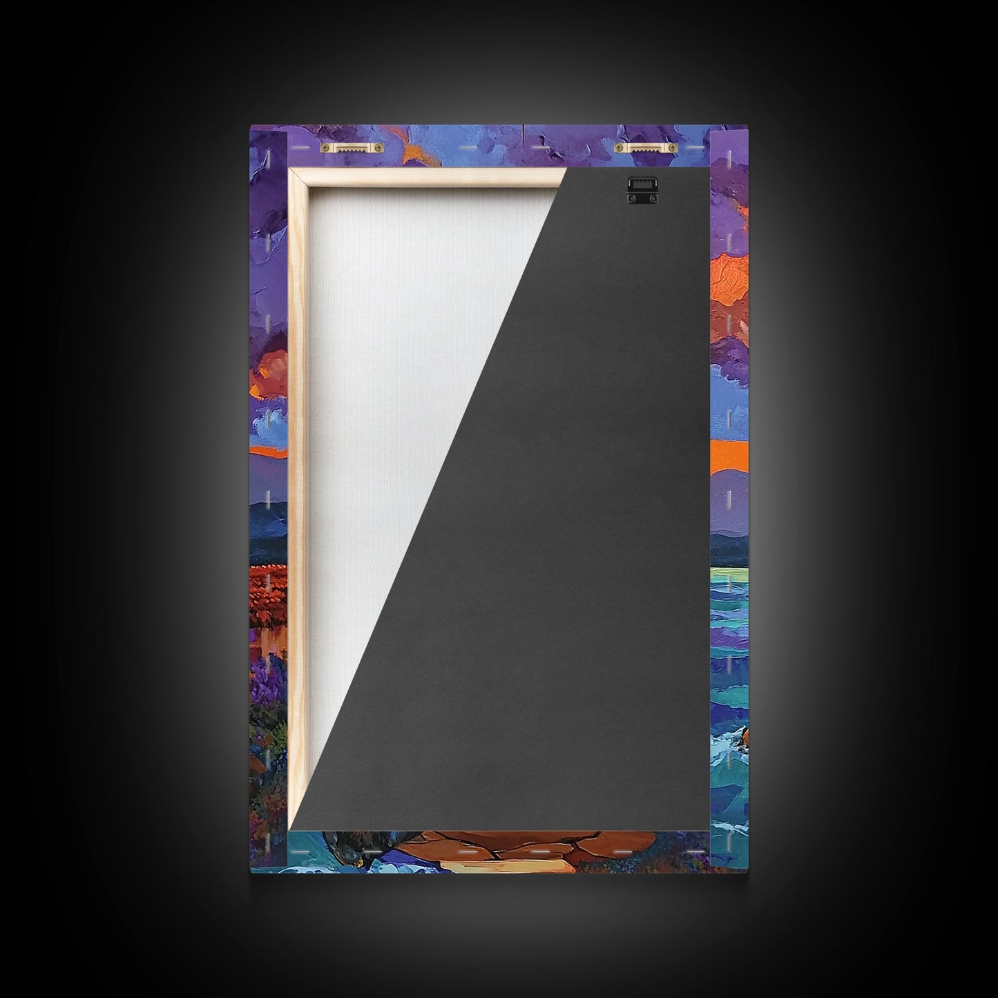 Moonlit Lighthouse, Rustic, Shore, Framed Canvas Print, Coastal Lighthouse Canvas, Dramatic Moon Ocean Scene, Rustic Nautical Wall Art