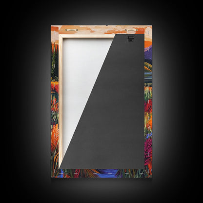 Mountain Autumn, River, Vibrant Reflection Canvas Print, Nature Wall Decor, Cabin or Lodge Living Room Art, Fall Landscape Style