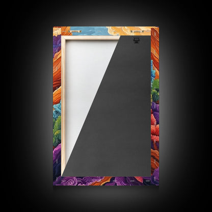 Wild Coast, Ocean Energy, Bold Waves, Colorful Rocks, Canvas Print, Eclectic Wall Art, Coastal Retreat Decor, Psychedelic Ocean Art