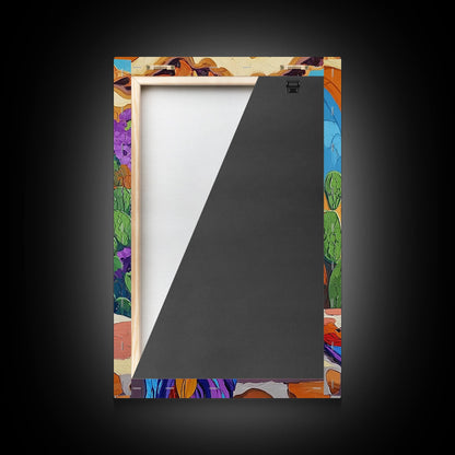 Saddle Bag, Desert Flowers, Southwest Style, Rustic Charm, Mexican Market Vibe, Entryway Wall Art, Framed Canvas Print, Colorful Boho Art