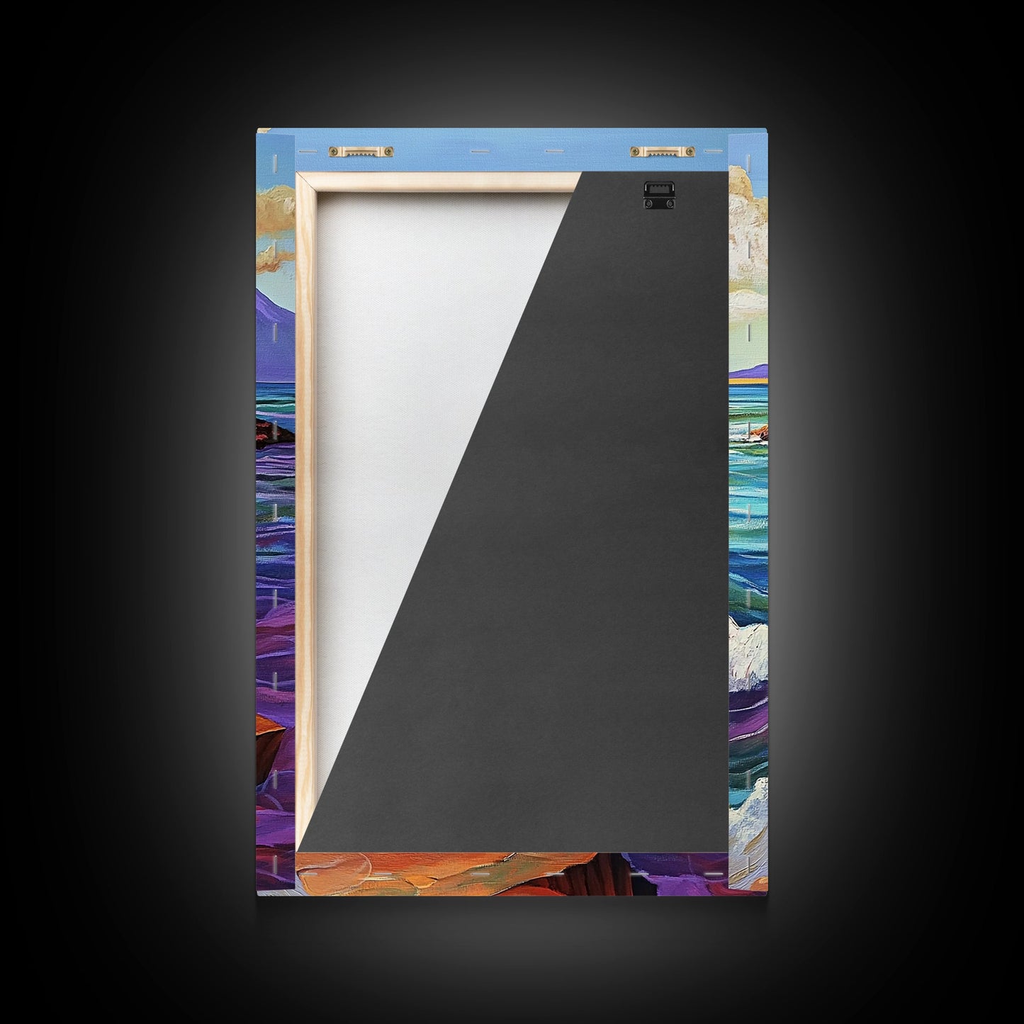 Island Pathway, Ocean Steps, Dreamy Seascape, Colorful Rocks, Framed Canvas Print, Hallway Wall Art, Coastal Home Decor, Zen Art