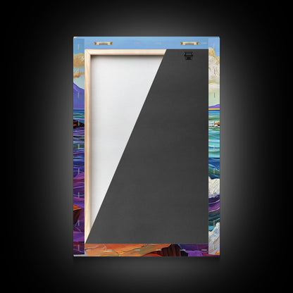 Island Pathway, Ocean Steps, Dreamy Seascape, Colorful Rocks, Framed Canvas Print, Hallway Wall Art, Coastal Home Decor, Zen Art