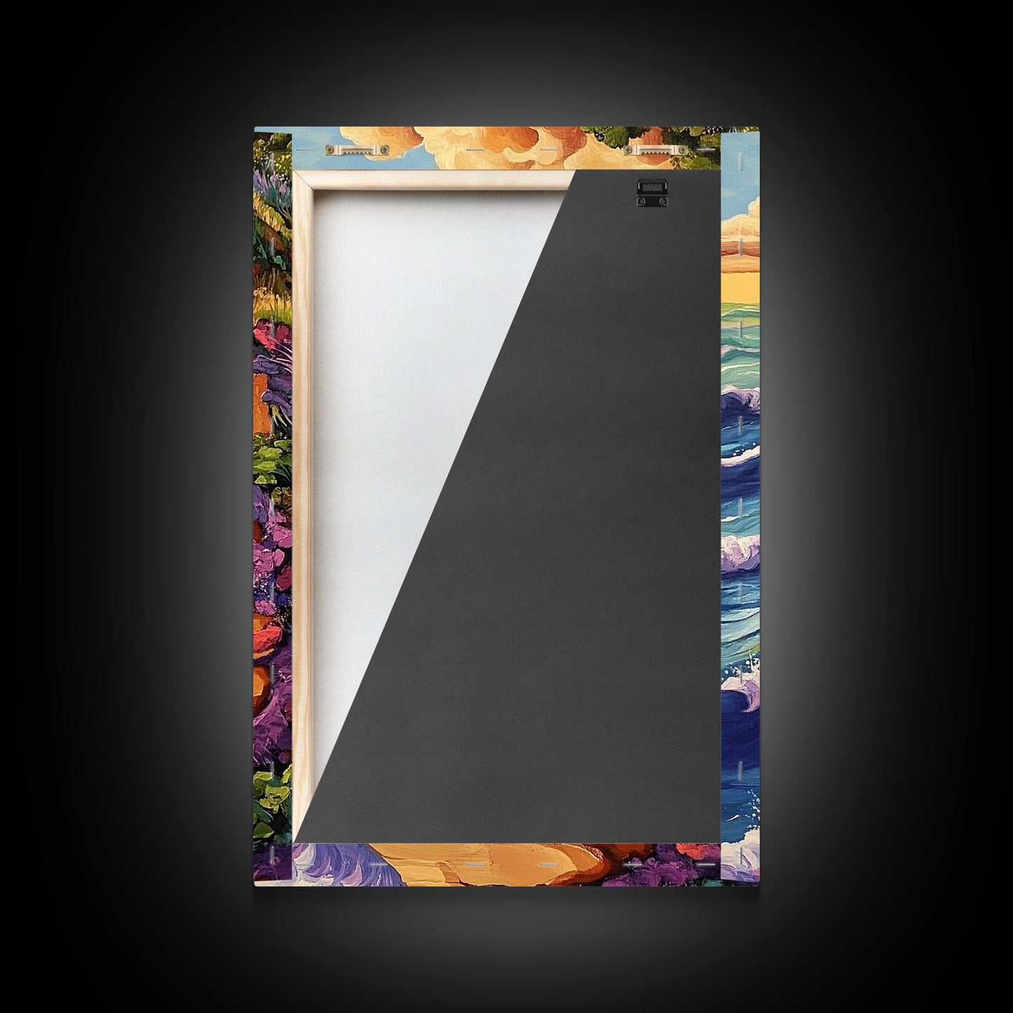 Waves Cliffs, Nature Surf, Canvas Print dramatic ocean surf painting, coastal boho landscape art, Living Room Wall Art, beachy decor