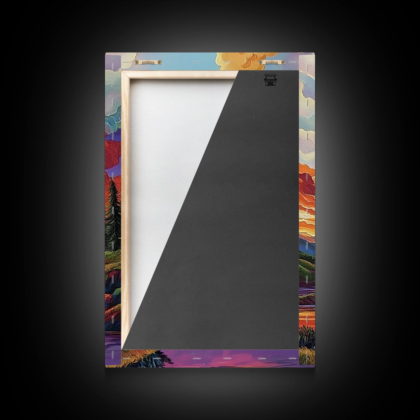 Mountains Lake, Sky Reflection, Canvas Print sunset mountain scene wall decor, serene nature landscape painting, Living Room Wall Art