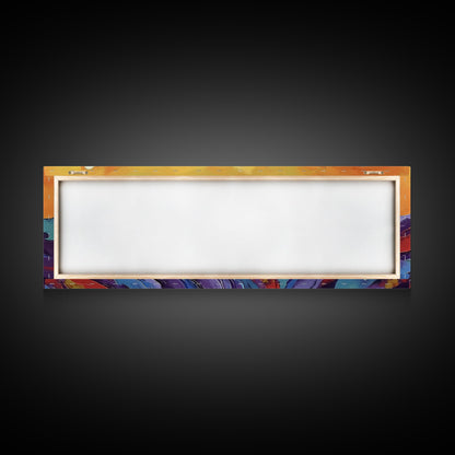 Carnival Wave, Festive Ocean, Playful Waters, Framed Canvas Print, beach bathroom art, coastal fun painting, surf wall decor