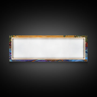 Loon Painting, Tranquil Waters, Sunset Paddle, Colorful Feathers, Framed Canvas Print, lake house art, wildlife nature decor