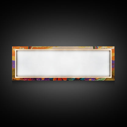 Crescent Moon, Floral Sunset, Western Vibes, Framed Canvas Print, Desert Boho Wall Art, Living Room Decor, Whimsical Southwestern Art