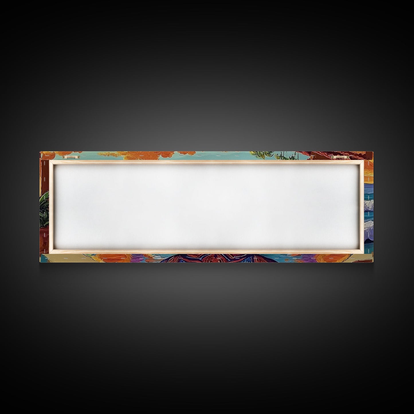 Sunset Beach, Ocean Fruit Bowl, Coastal Vibes, Framed Canvas Print, Tropical Kitchen Wall Art, Colorful Seaside Home Decor