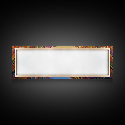 Sunset Reeds, Colorful Marsh, Reflected Peace, Framed Canvas Print, Autumn Wall Art, Living Room Decor, Vibrant Nature Landscape