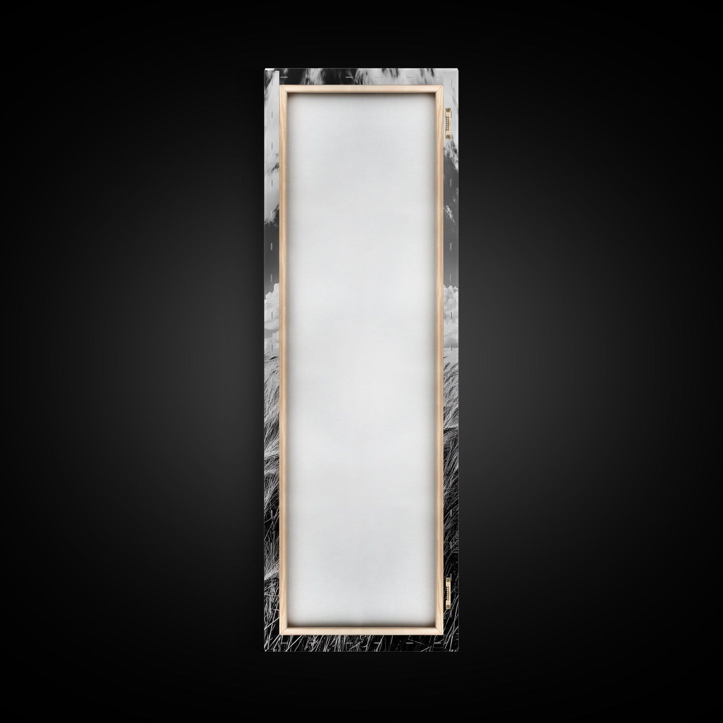 Wheat Field, Cloudy Sky, Rustic Landscape, Black and White Nature, Framed Canvas Print, Farmhouse Kitchen Wall Art, Fall Harvest Vibe