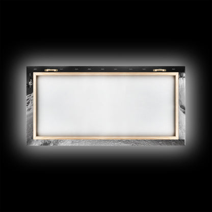 Arctic Wave Motion, Snowy Surf Curl, Mountain Sun Scene, Nature Energy Art, Canvas Print, Living Room Wall Art, Winter Adventure Decor