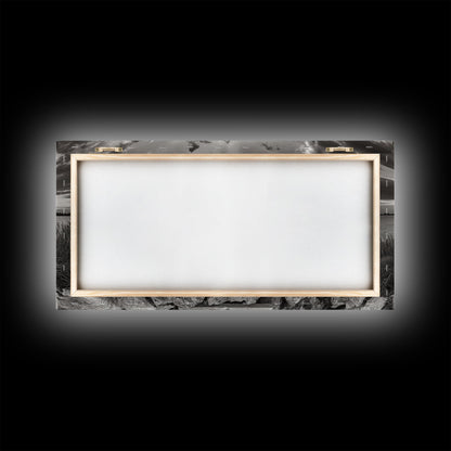 Rustic Dock Sunset, Lakehouse Art, Black White Landscape, Framed Canvas Print, Country Home Decor, Cabin Wall Art, Lakeside Tranquility