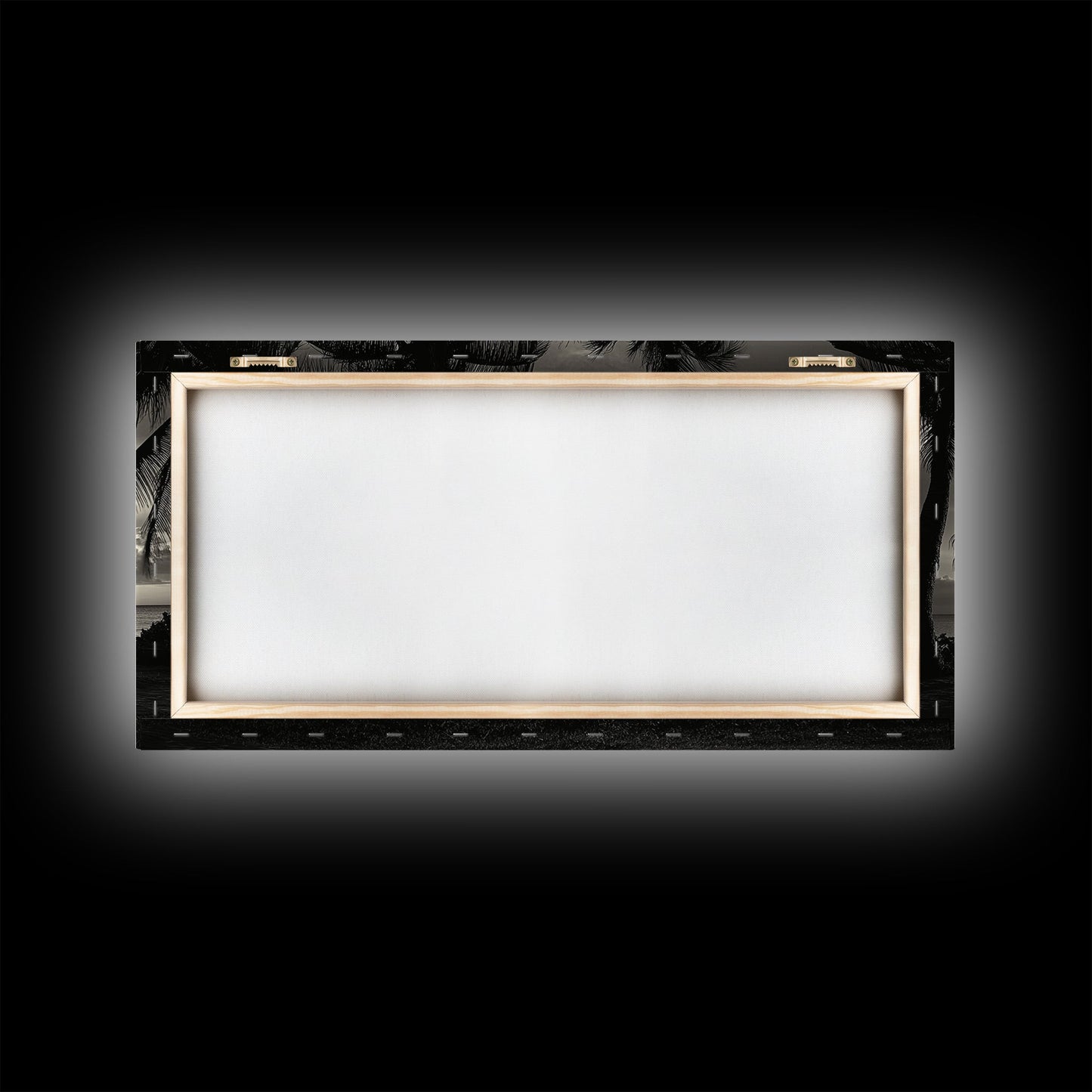 Palm Trees, Beach Sunset, Ocean View, Tiki Hut, Framed Canvas Print, tropical wall art, beach house decor, living room boho art