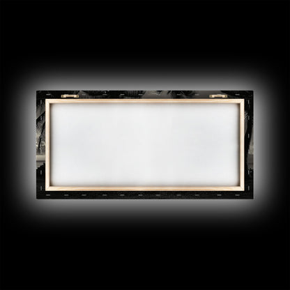 Palm Trees, Beach Sunset, Ocean View, Tiki Hut, Framed Canvas Print, tropical wall art, beach house decor, living room boho art