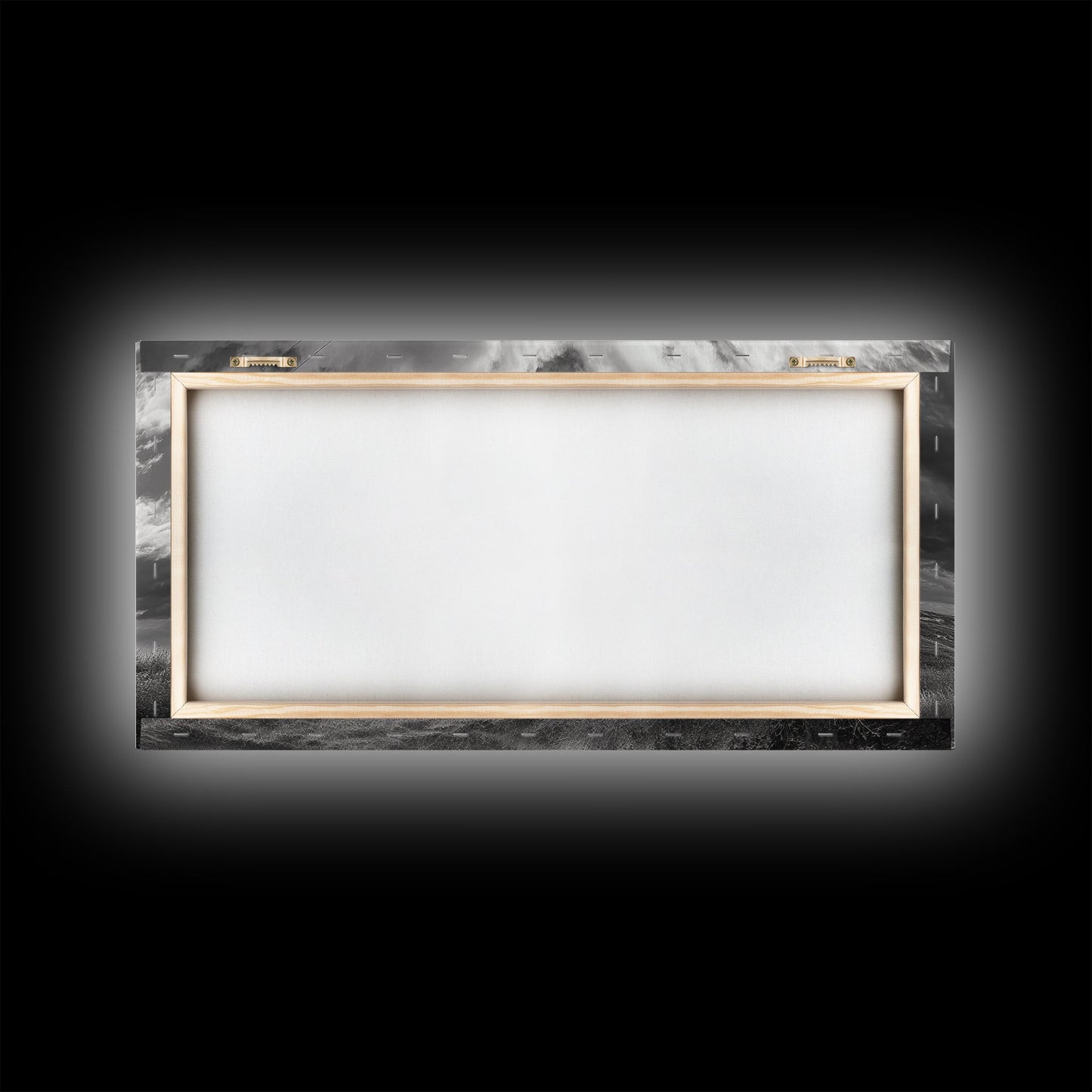 Strommast, ländliche Landschaft, stürmischer Himmel, ländliche Ruhe, gerahmter Leinwanddruck, Wandbild für den Eingangsbereich eines Bauernhauses, rustikaler Schwarz-Weiß-Druck