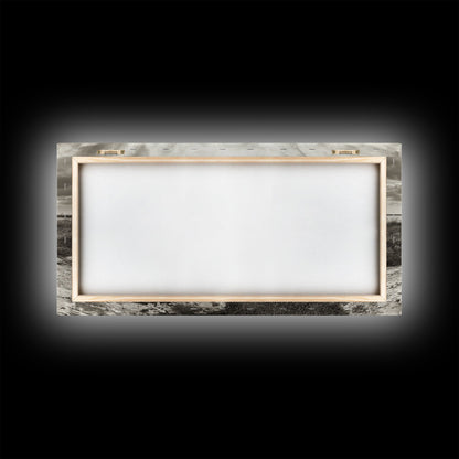 Water Trough, Overcast Skies, Ocean Breeze, Framed Canvas Print, Country Rustic Wall Art, Sepia Toned Fall Decor, Entryway Or Den Art