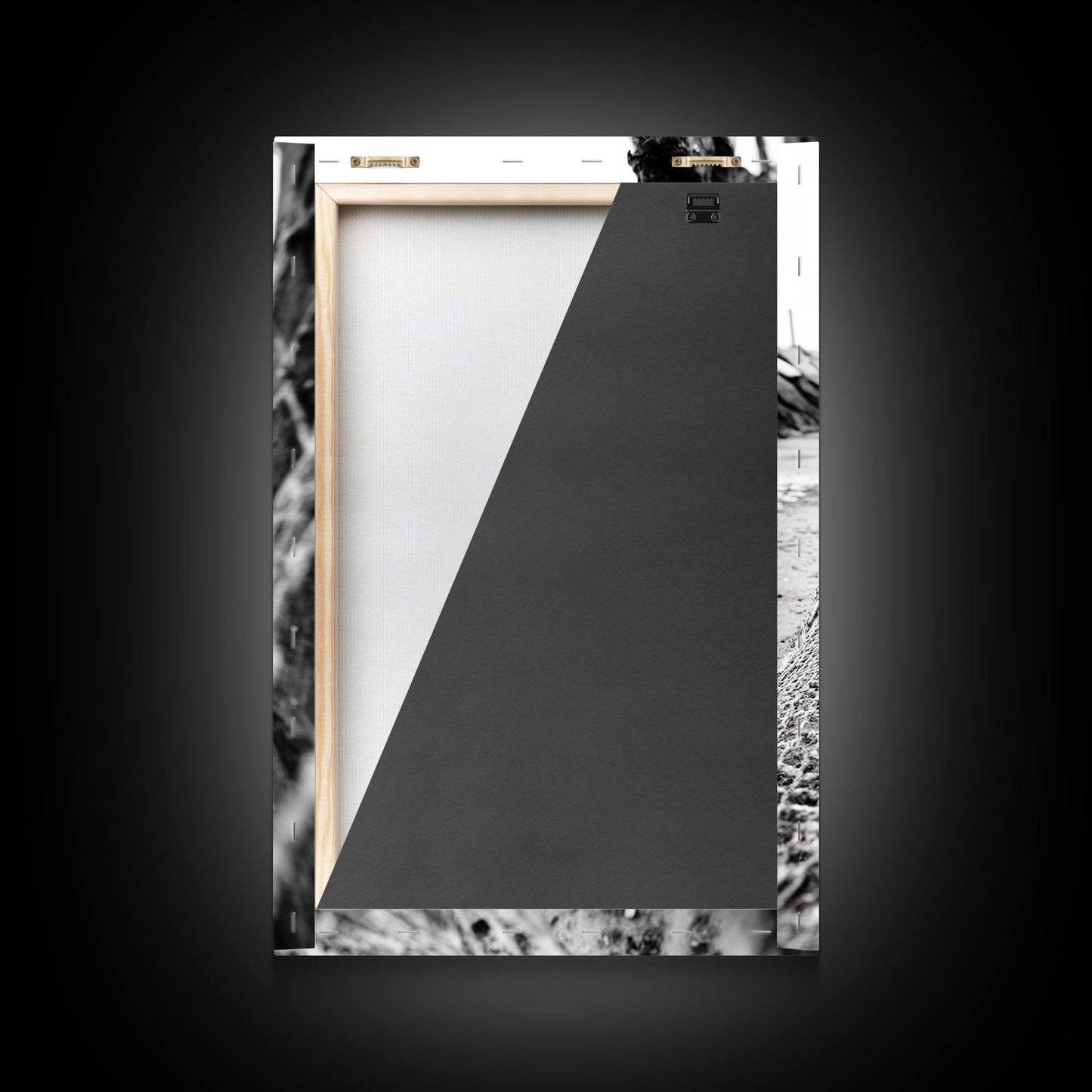 Coastal Net, Beach Texture, Nautical Vibe, Ocean Fence, Framed Canvas Print, Bathroom Wall Art, Coastal Cottage Style, Monochrome Beach Art