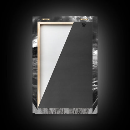 Stormy Sea, Paddle Board, Dramatic Sky, Ocean Adventure, Framed Canvas Print, Den Wall Art, Nautical Minimalist Decor, bedroom wall art