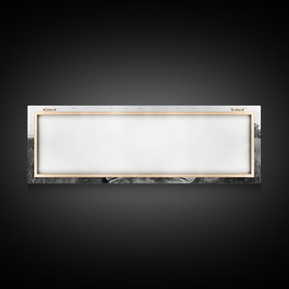 Abandoned Pier, Lakeside Shack, Black and White Marsh, Framed Canvas Print, Rustic Entryway Art, Minimalist Coastal Cabin Decor